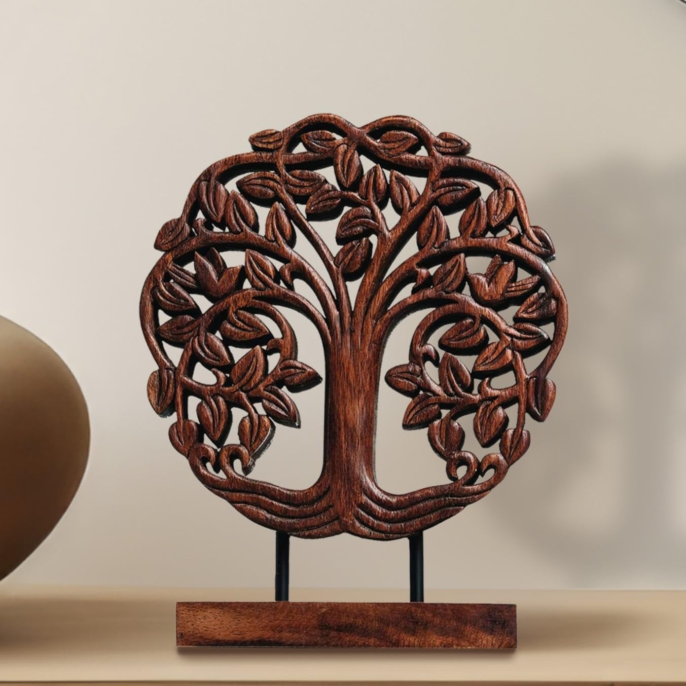 Decozen Solid Wood Tree of Life Sculpture - Home Decor, Living Room, Boho, Shelf, Coffee Table, Centerpiece Table Decorations, Mantle, Dining Table Centerpiece, Bathroom Shelf, Entryway, Farmhouse