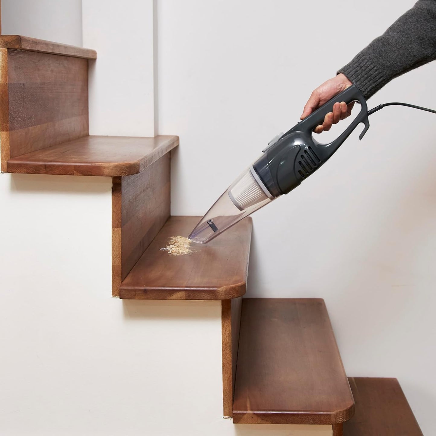 Amazon Basics 2-in-1 Corded Stick Vacuum Cleaner, Convertible to Handheld, Lightweight (3.9 LBS), with Washable HEPA Filter, Crevice Tools, 0.5L Dust Cup, 19.7-Ft Cord, 300W, Black