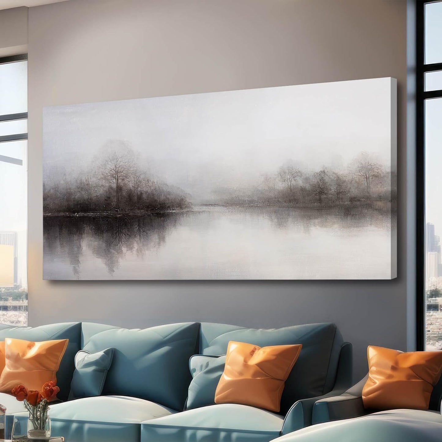 CHUDANHAO Abstract Tree Wall Art, 29x58 Inch, Framed Canvas Print, Perfect for Bedroom, Living Room, Dining Room