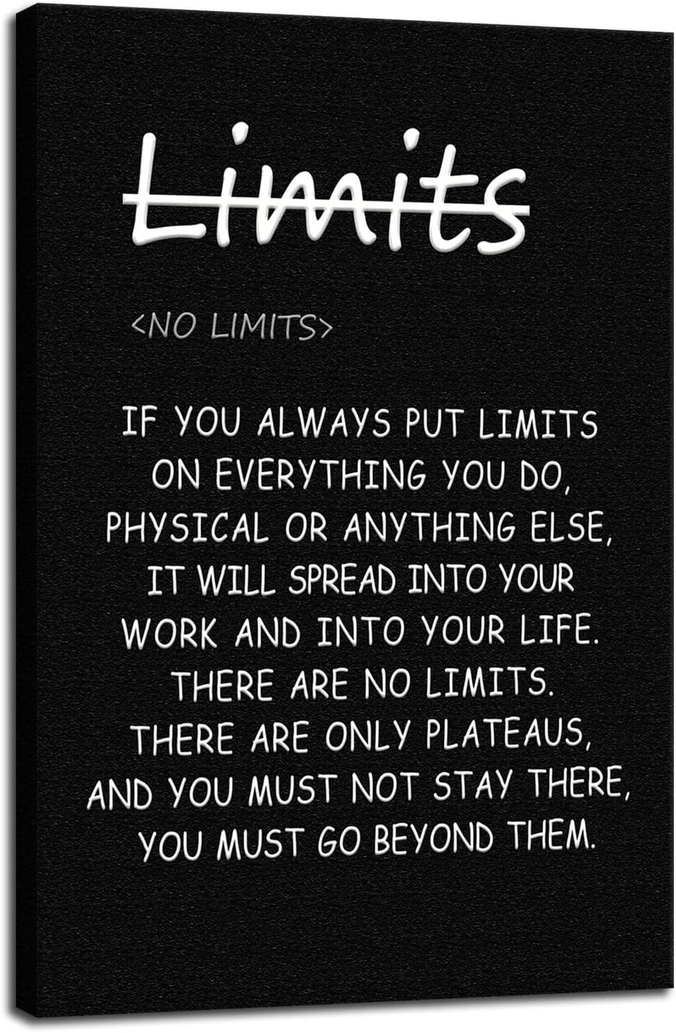Motivational Wall Art Printed Modern Artwork ‘There are no limits’ from Bruce Lee's Inspirational Quotes Poster Canvas for Office living room Bedroom Home Decor Framed Ready to Hang[24" W X 36" H]
