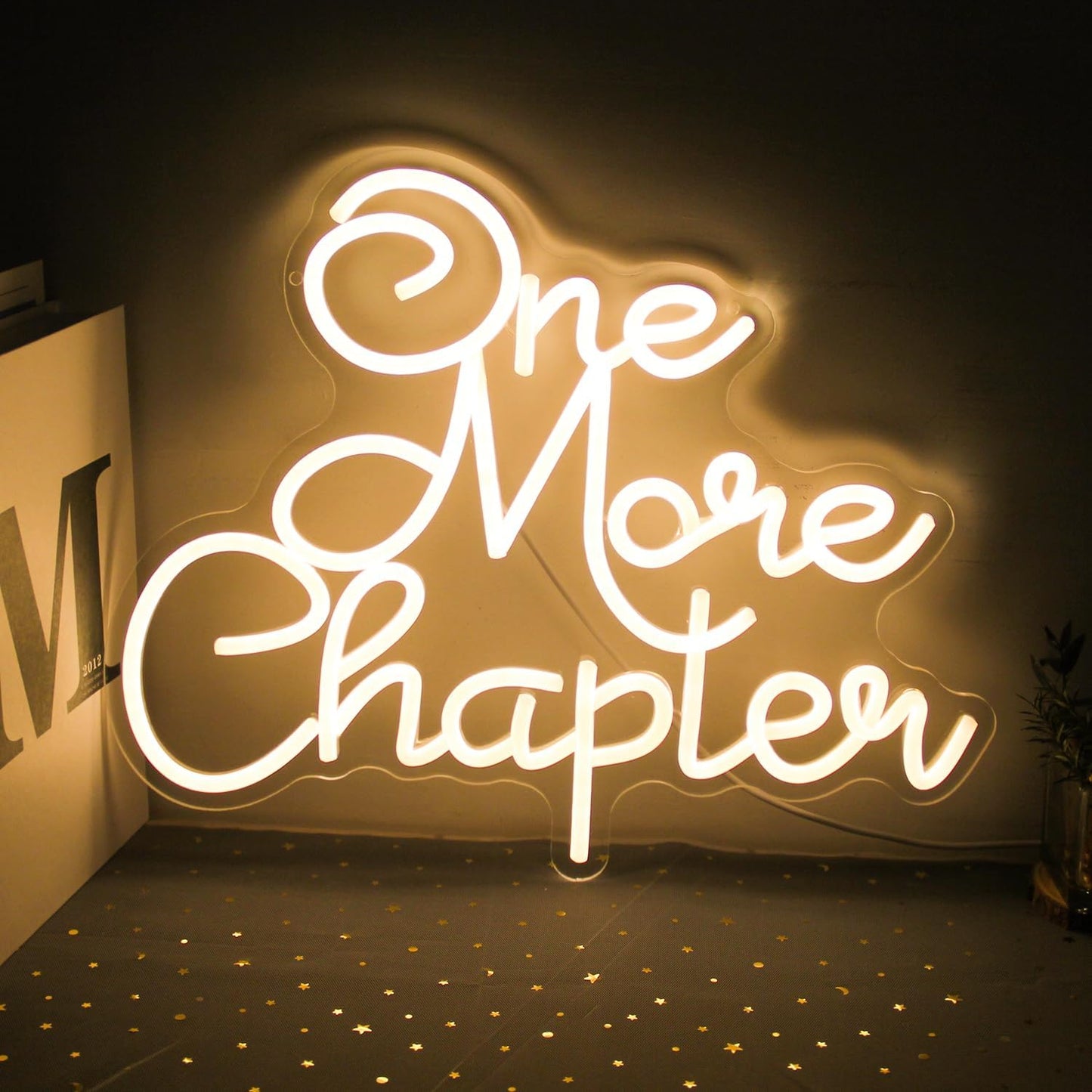 One More Chapter Neon Sign Read Books Neon Light Warm White Letter LED Signs for Wall Read Neon Lights Signs for Bedroom Study Reading Room Library Bookstore Classroom Decor Bookish Gifts