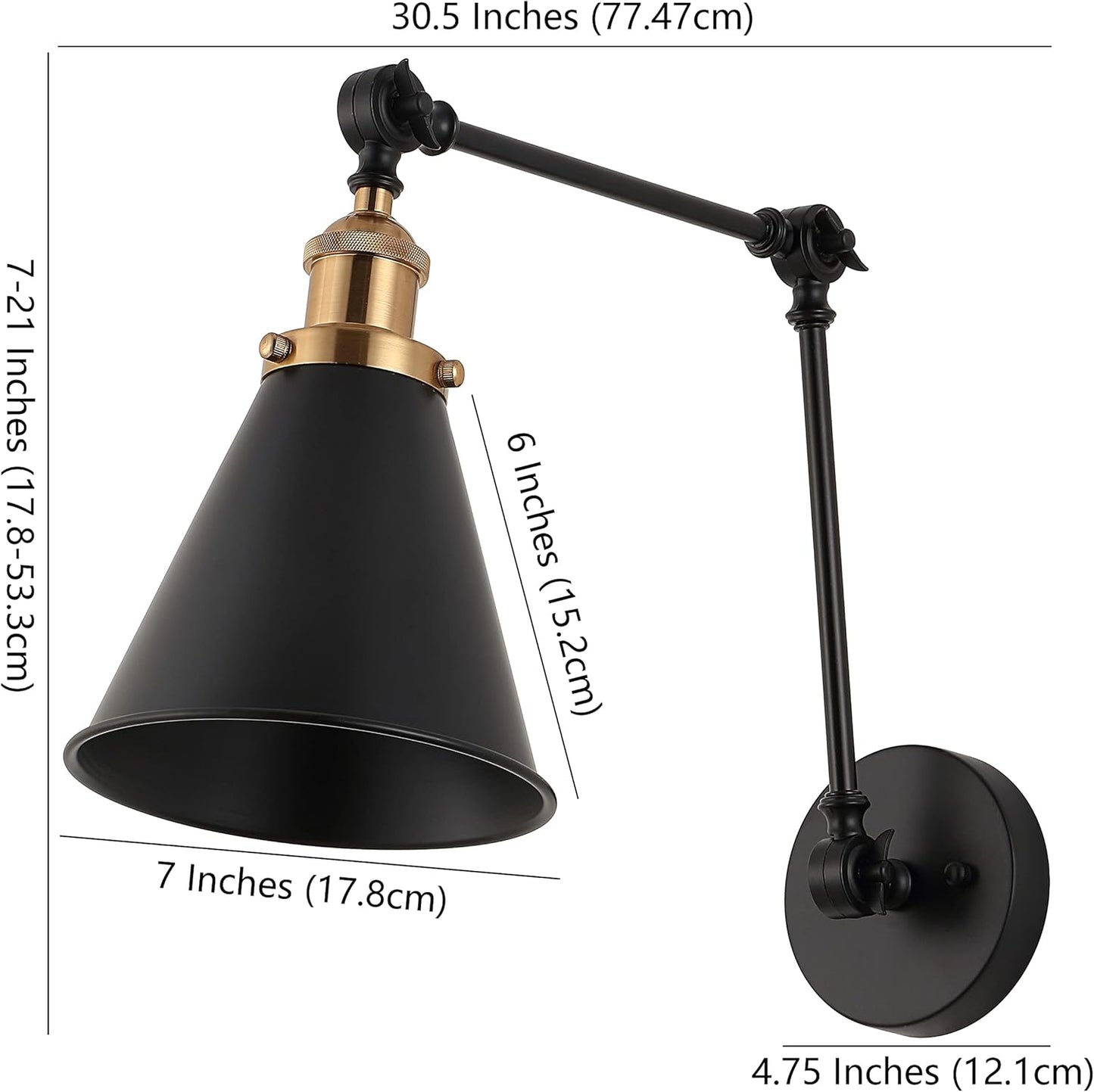 JONATHAN Y JYL7462A-SET2 Rover 7" Farmhouse Industrial Adjustable Arm Metal LED Wall Sconce Rustic Bohemian 2700K 4W Bulb for Entryway Lobby Kitchen Bathroom Bedroom Hallway, Black (Set of 2)