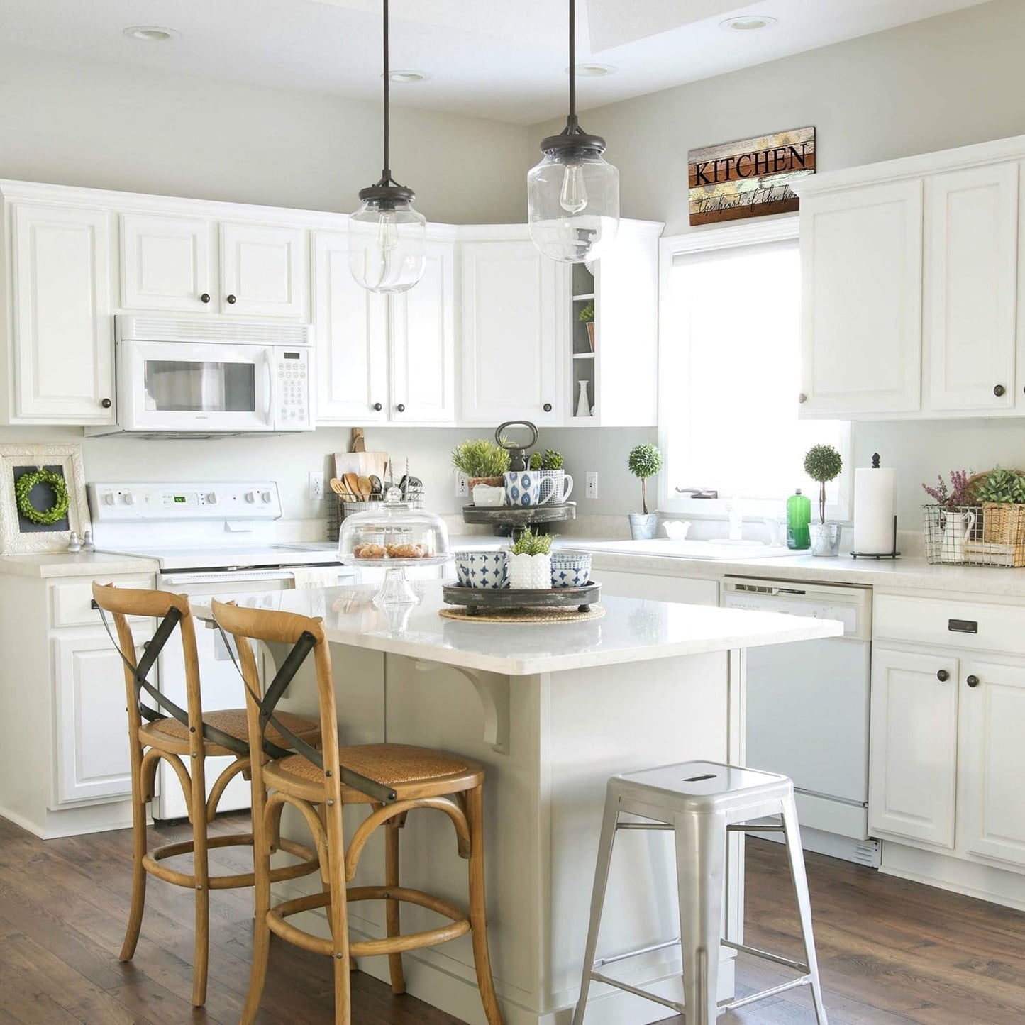 Farmhouse Stay Awhile Wood Sign, Entryway Sign Farmhous Wall Decor, Rustic Wall Art for Housewarming Gift (Stay Awhile) 4x16 Inch