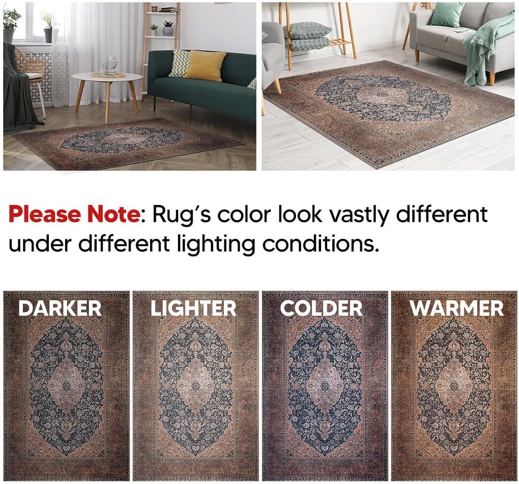 Keen Home Design 2x12 Rug - Machine Washable Runner Rug with Non-Slip Backing, Ideal for Hallway, Entryway, Kitchen, Laundry Room - Vintage, Easy Clean, Durable, Low Pile - (2'6" x 12')