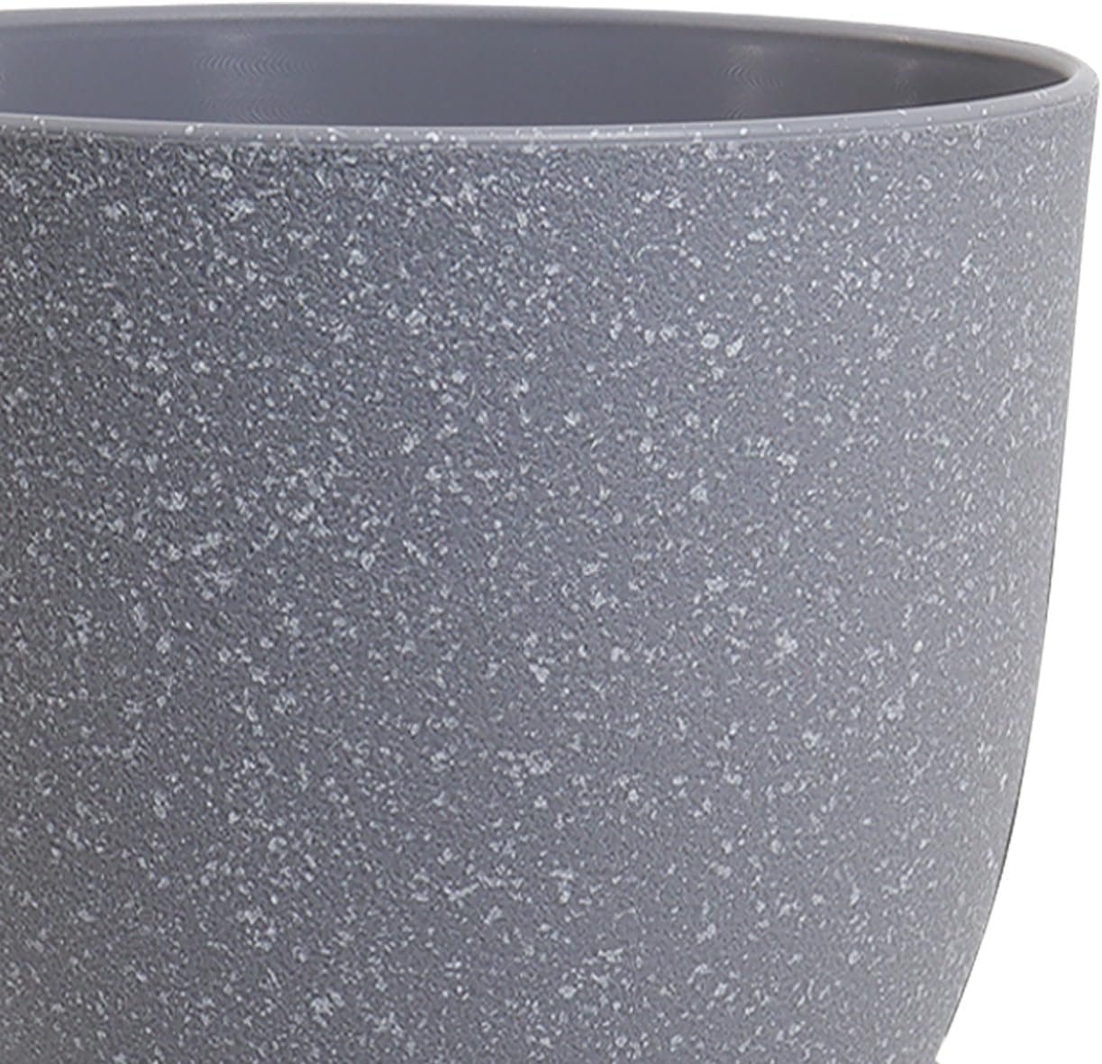 Flower Pots 9/8/7.5inch, Set of 3 Modern Decorative Plastic Planters with Drainage Holes and Saucers for Garden House Plants, Plant Pots for Indoor Outdoor Plants, Speckled Grey