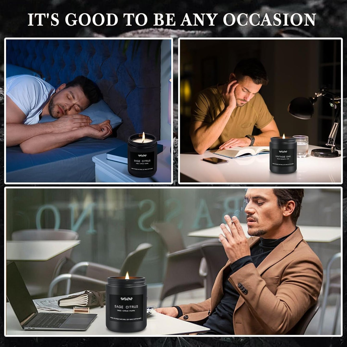 6 Pack Candles for Home Scented Aromatherapy Candles Gifts Set for Mens, Men Candle Set, 42 oz 300 Hour Long Lasting Candles, Gifts for Men, Birthday, Anniversary Present