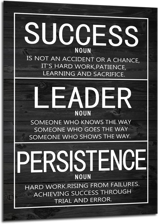 Success Leader Persistence Inspirational Wall Art Motivational Poster Motivation Quotes Canvas Prints Artwork for Office Modern Home Decor Painting Stretched and Framed Ready to Hang [30''Wx 40''H]