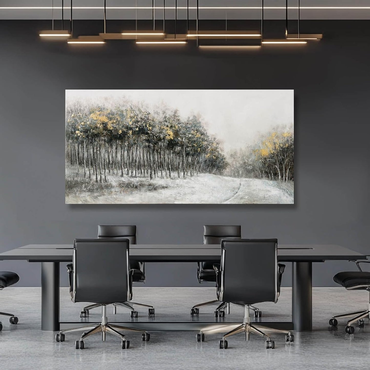 CHUDANHAO Large Landscape Wall Art Canvas Picture Green and Gold Tree Paintings Contemporary Wall Prints for Living Room Office 29x58 Inch Neutral Room Decor