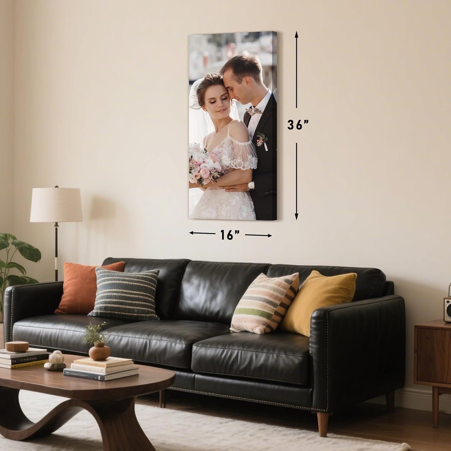 Personalized Custom Canvas Prints with Your Photos & Text, Customized Picture Print, Transform Own Images Into Framed Wall Art Digitally Printed Photo to Canvas, Keepsakes Gifts for Family 16x36’’