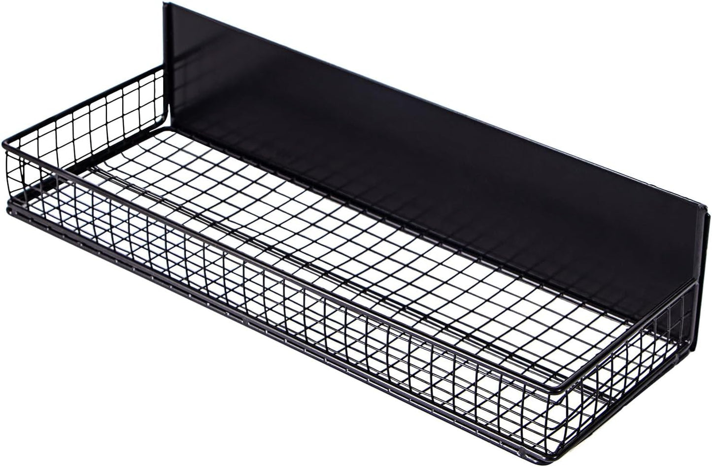 Magnetic Shelf for Fridge Magnetic Basket Organizer Wire Mesh Magnetic Holder Magnet Shelf Accessories for Office Kitchen Classroom Storage, Black-Low, 13.77" x 5.11" x 1.7