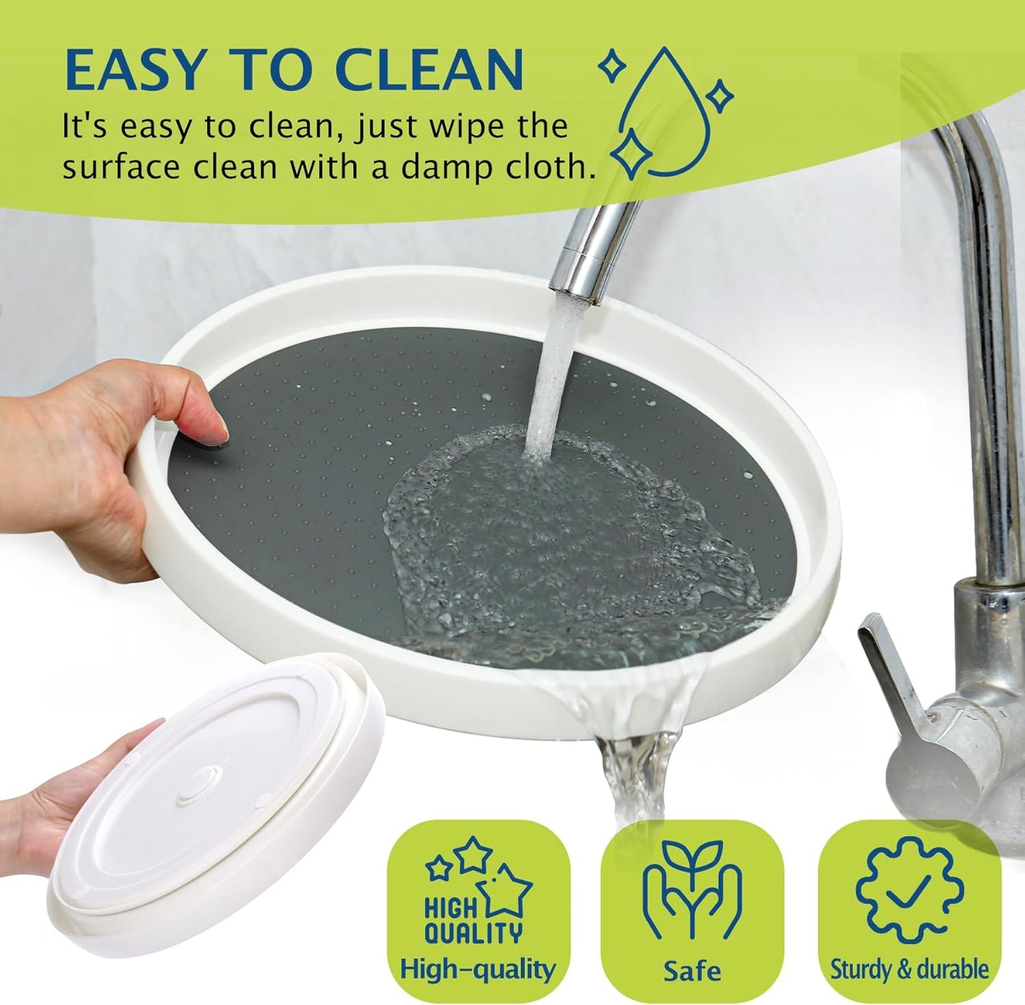 Lazy Susan Turntable, Set of 4, 12 Inch Non-Skid Lazy Susan Organizer for Cabinet, Pantry Organization, Kitchen Storage, Bathroom Sink Cabinet, Refrigerator, Countertop, Spice Rack (4 Pack 12 in)