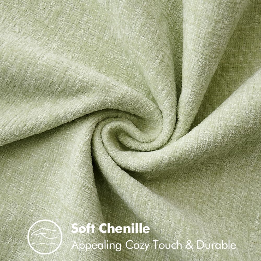 MIULEE Pack of 2 Couch Throw Pillow Covers 24x24 Inch Light Green Farmhouse Decorative Pillow Covers with Stitched Edge Soft Chenille Solid Dyed Spring Pillow Covers for Sofa Bed Living Room