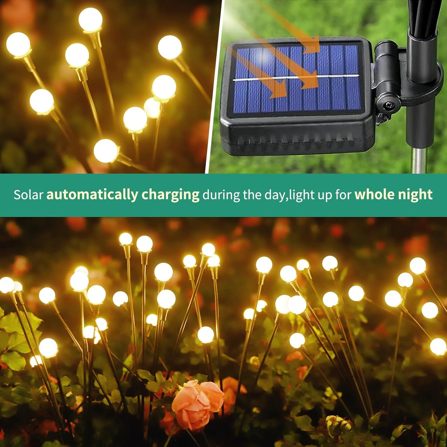 Solar Lights Outdoor Waterproof,6 Packs 48LED, Garden Decor, Patio Decor, Firefly Lights Solar Outdoor, Unique Gifts for Women
