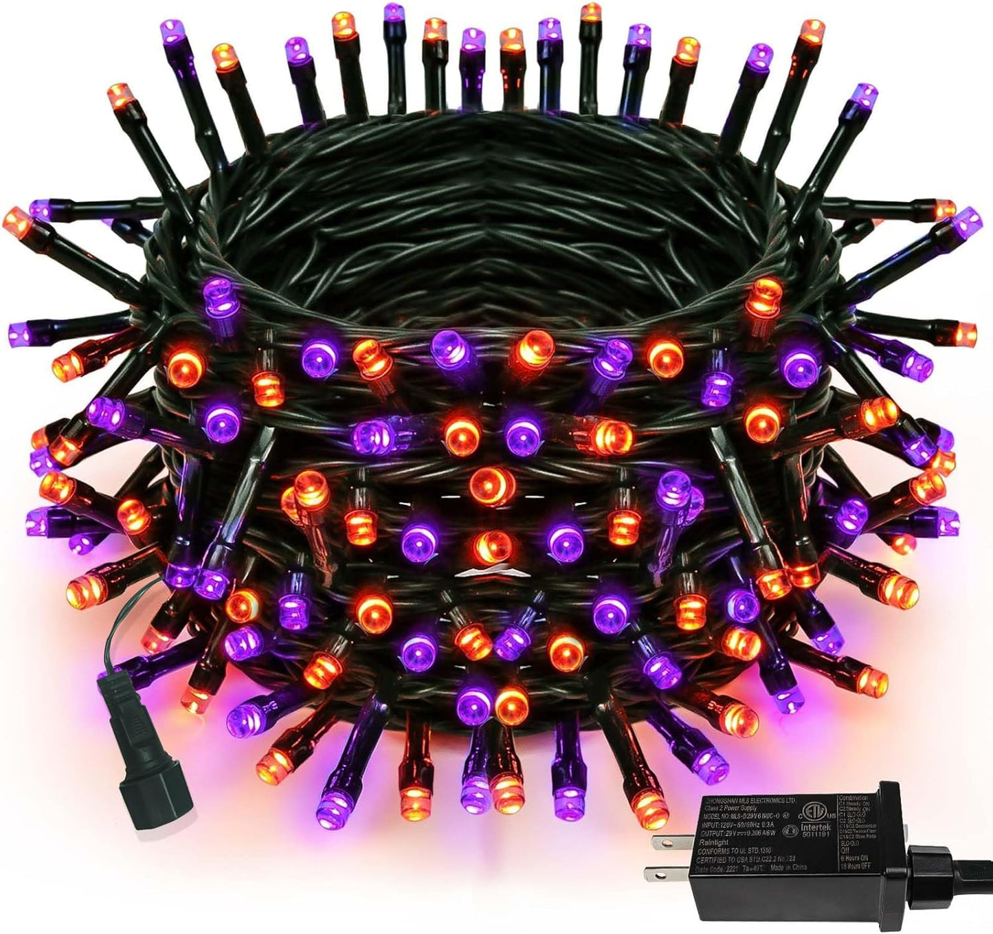 75.8 FT 200 LED Orange and Purple Halloween Tree Lights Indoor Outdoor, Extendable Halloween Led String Lights with Memory Function & Timer & 8 Modes, Waterproof Twinkle Light for Horror Party Decor