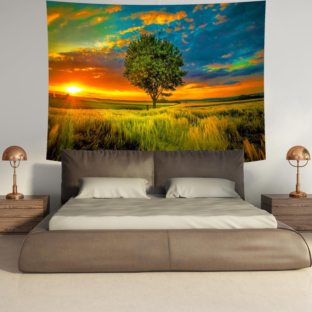 Delur Sunset Tree of Life Tapestry Forest Nature Landscape Wall Hanging Tapestry Scenic Tree Woodland Natural Sunrise Headboard for Bedroom Living Room Home Decor (51.2" x 59.1")