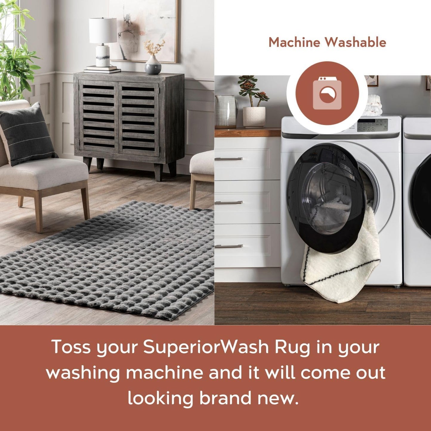 nuLOOM Jeni Checkered 2x3 Machine Washable Accent Rug for Living Room Bedroom Dining Room Entryway Kitchen, Dark Grey