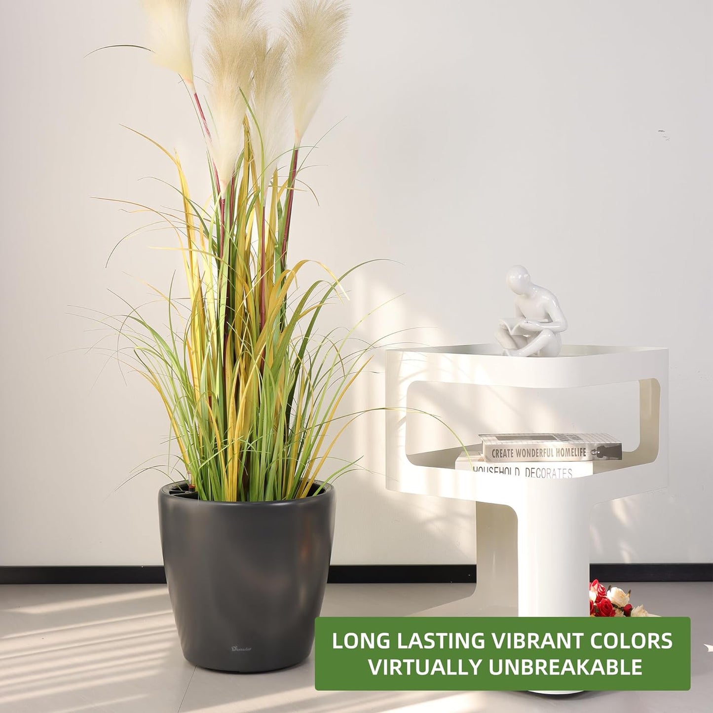 Dexceder 18x17 Self Watering Planter with Wheels Indoor Outdoor, Inner Pot Design, Thickened Large Floor Standing Flower Plant Pot with Water Level Indicator (Slate Gray Matte)