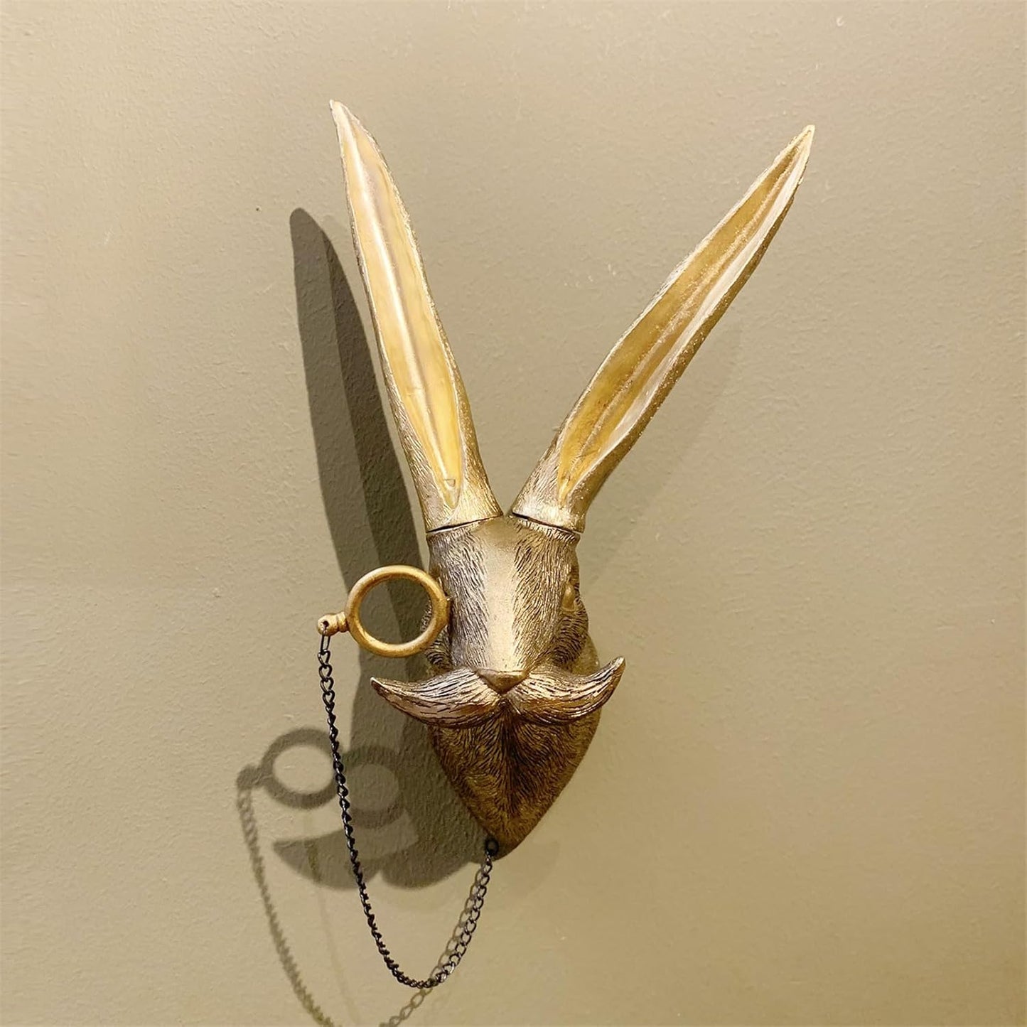 GUASDIE Animal Heads Wall Decor, Faux Deer & Rabbit Heads, Resin Animal Wall Hanging Decoration for Living Room, Bedroom & Kitchen Gift