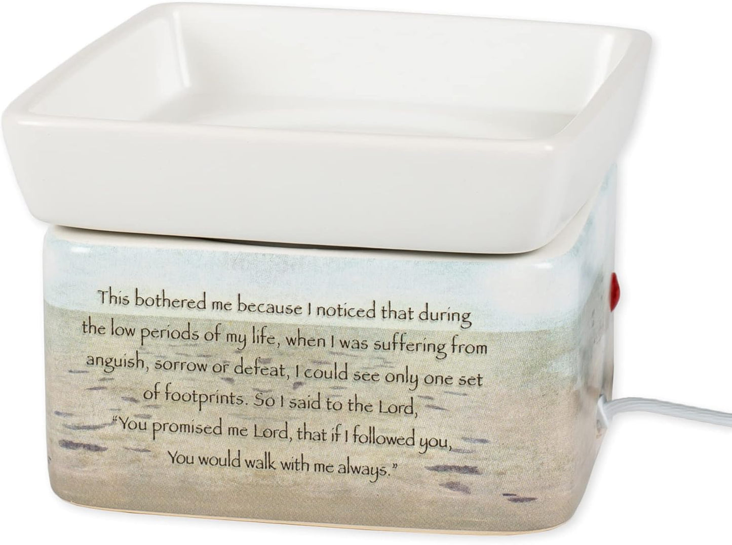 Elanze Designs Footprints in The Sand Ceramic Stoneware Electric 2 in 1 Jar Candle and Wax and Oil Warmer