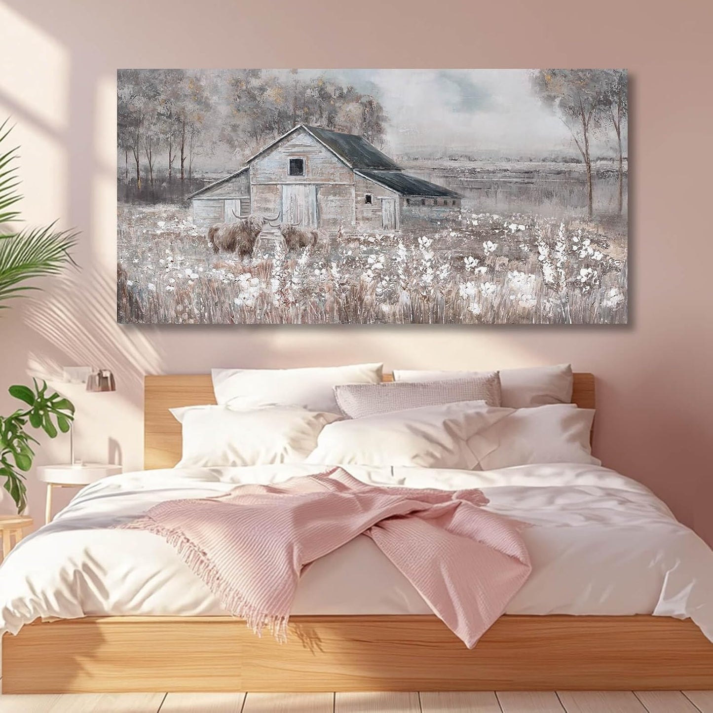 SDYA Landscape Canvas Wall Art Animal Photo Prints White and Brown Wall Hanging Decor 24"x48" Decorations for Bedroom Office Art