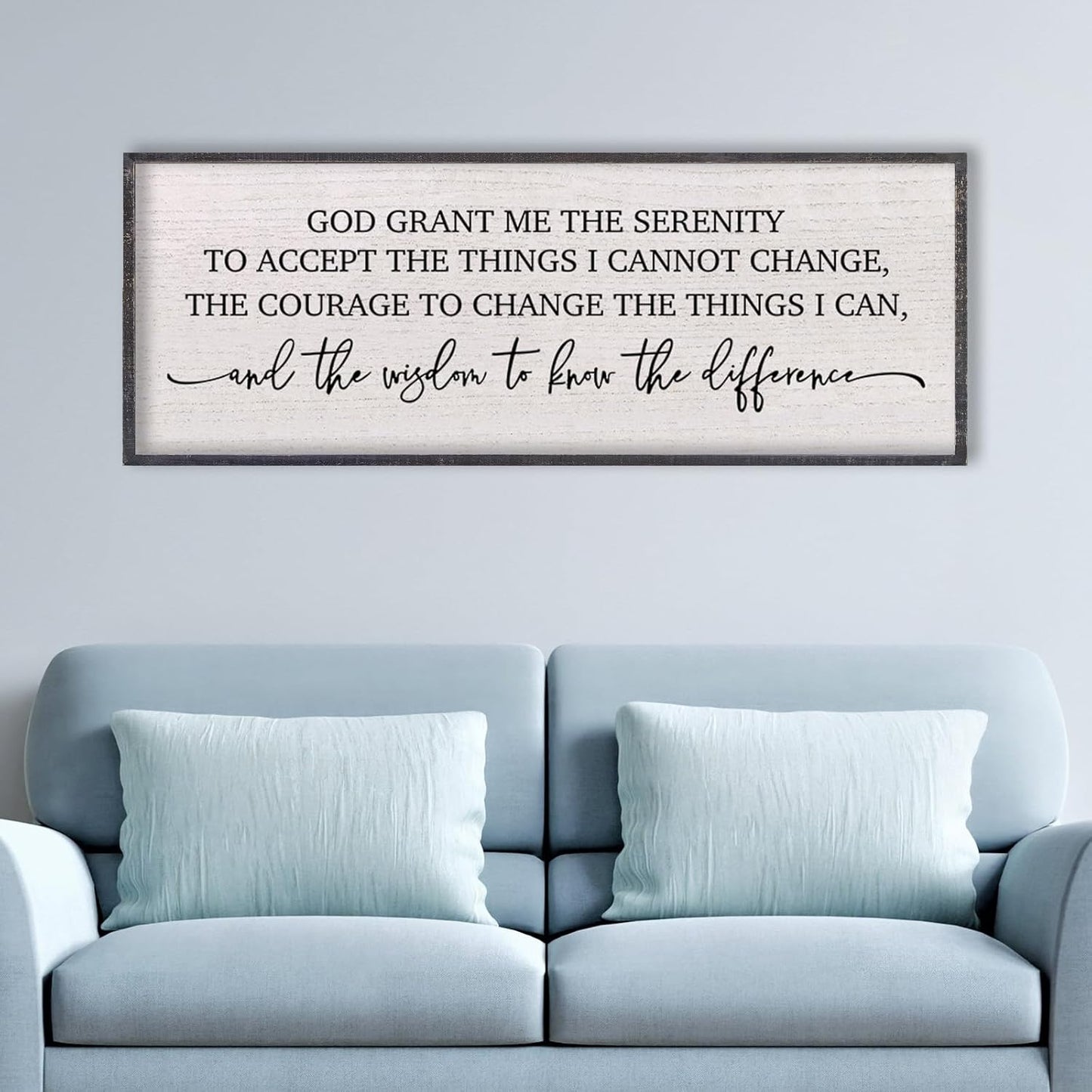 LuZhiQiang Serenity Prayer Bible Verse Sign Wall Decor God Grant Me Christian Inspiraional Quotes 40"×15" Wall Art for Living Room Bedroom (Black)