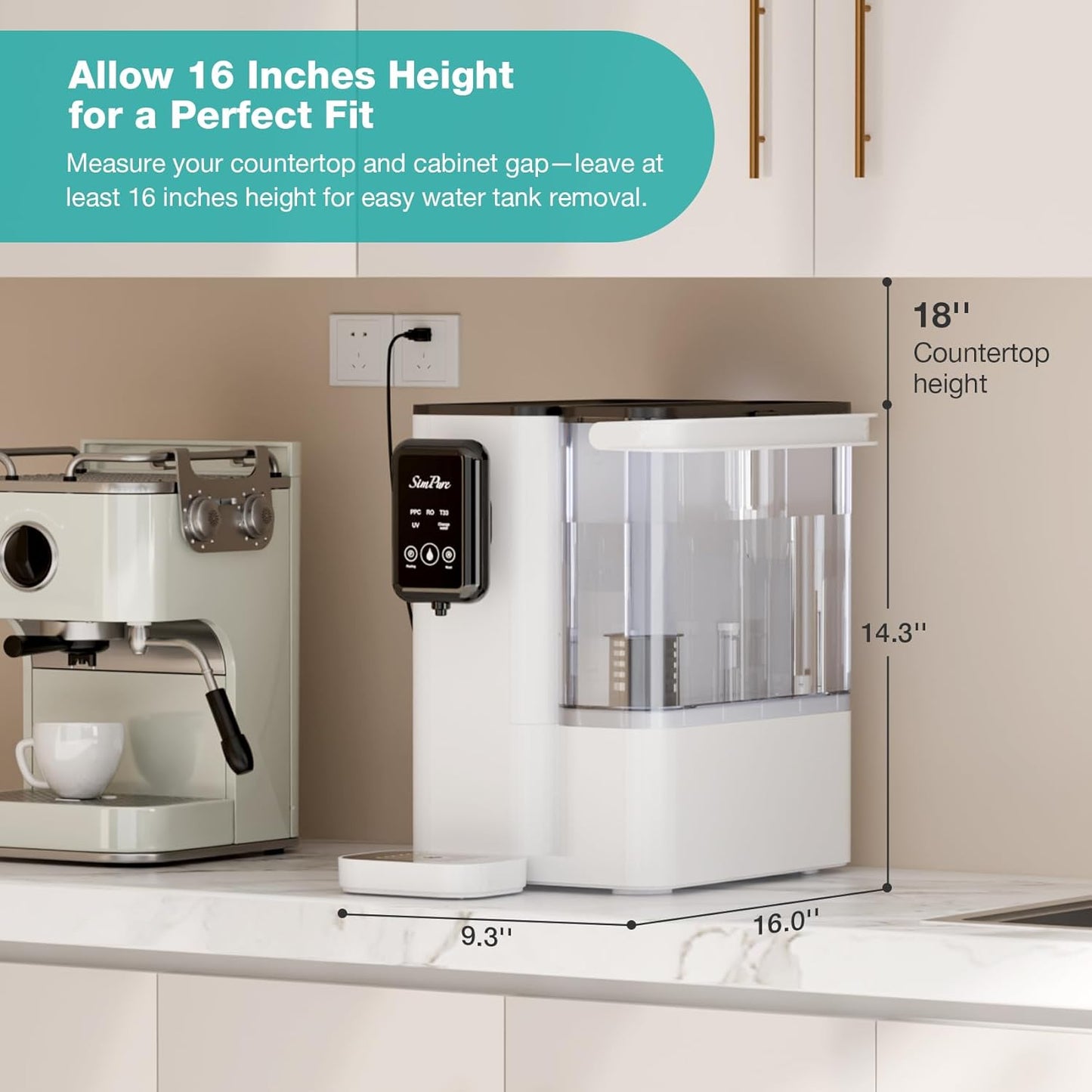 SimPure Y9A Countertop Reverse Osmosis Water Filter, Alkaline Remineralization 300 GPD 6 Stage Purification, RO Water Filtration System, Super Fast Filtering Portable Water Purifier