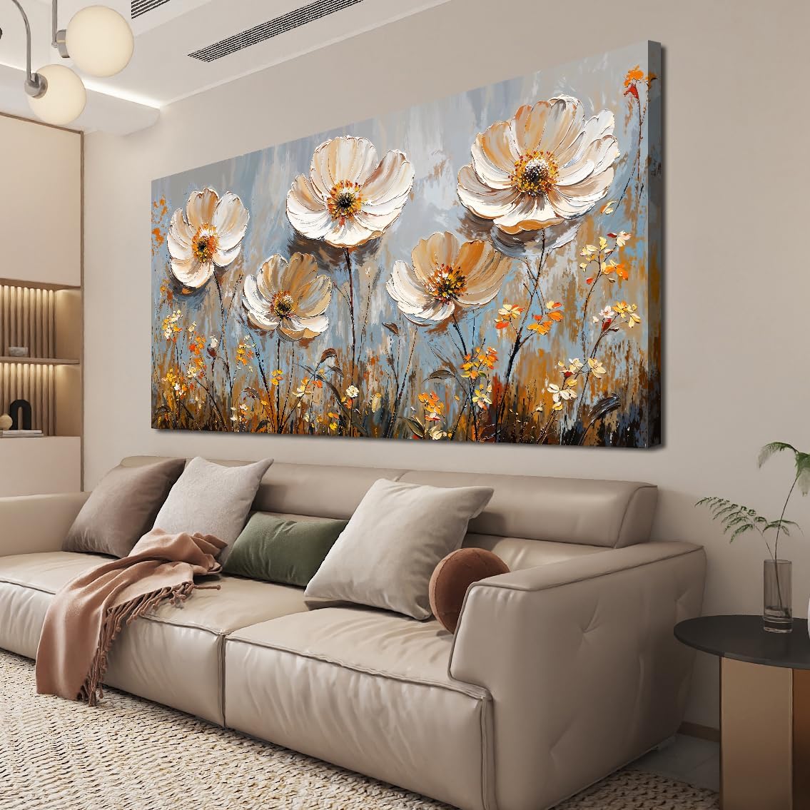 Canvas Wall Art Decor Art Work for Wall Decor Vintage Gold Wall Art Prints Wall Art Pictures for Living Room Nature Flower Wall Art Decorations Field Artwork for Walls Bedroom Office Decor 20" X 40"