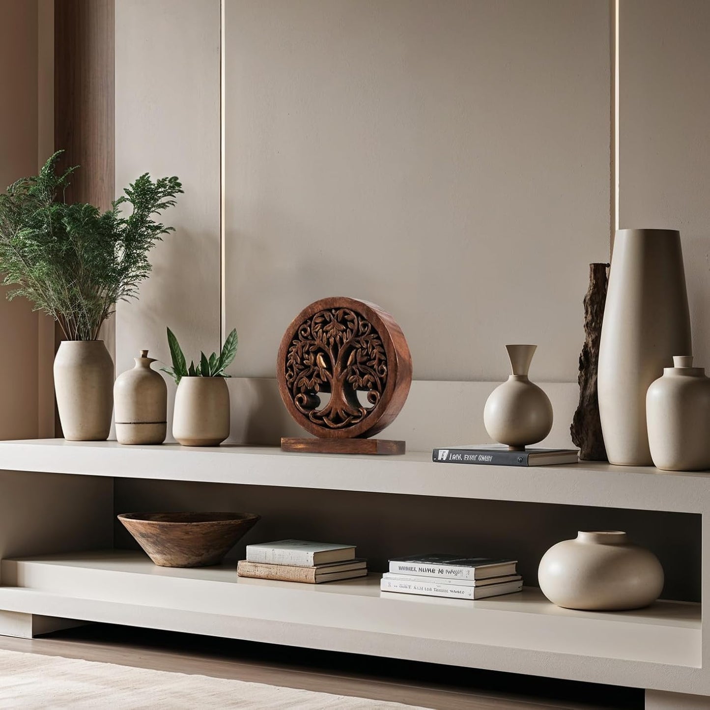 Decozen Solid Wood Tree of Life Sculpture - Home Decor, Living Room, Boho, Shelf, Coffee Table, Centerpiece Table Decorations, Mantle, Dining Table Centerpiece, Bathroom Shelf, Entryway, Farmhouse