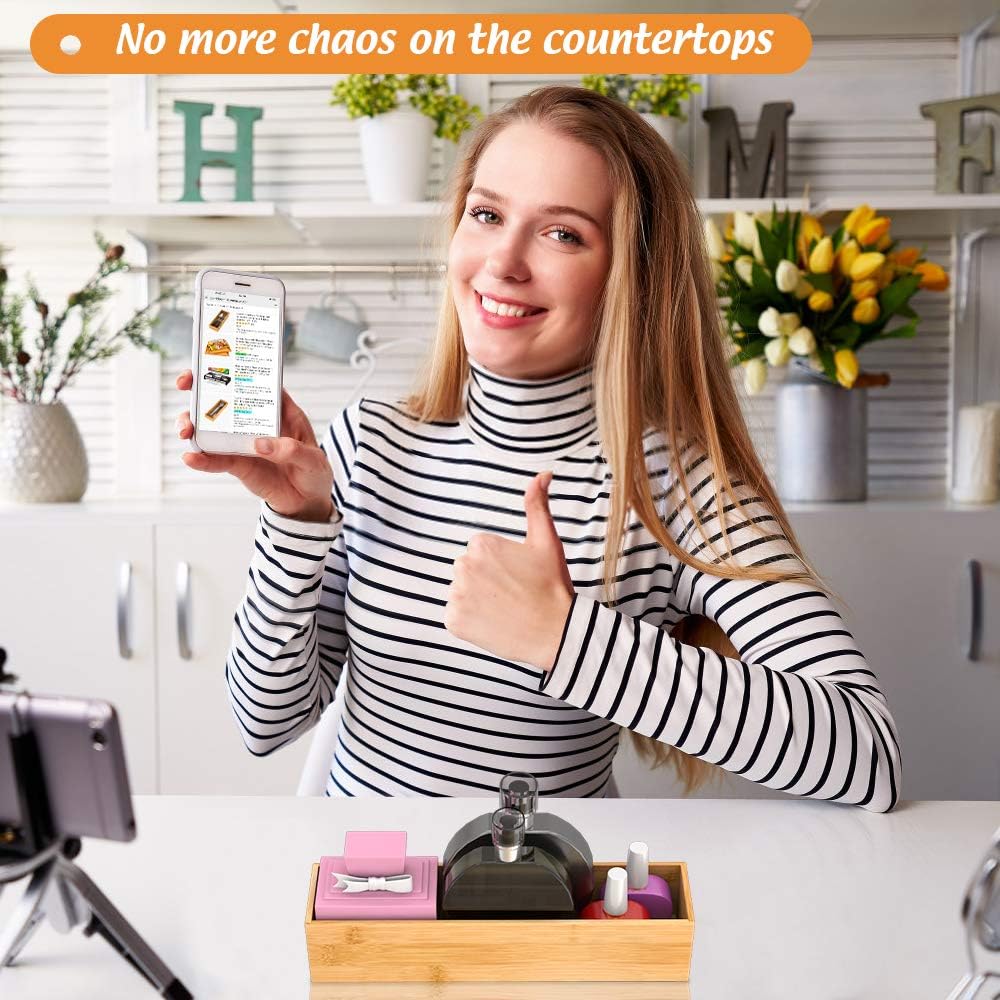 Bamboo Kitchen Drawer Organizer, Wooden Storage Box for Utensil Organizer Silverware Tray Cutlery Holder Flatware Containers - Multi-Use Deep Drawer Dividers Organizer for Bathroom, Jewelry, 12"3"2.5"