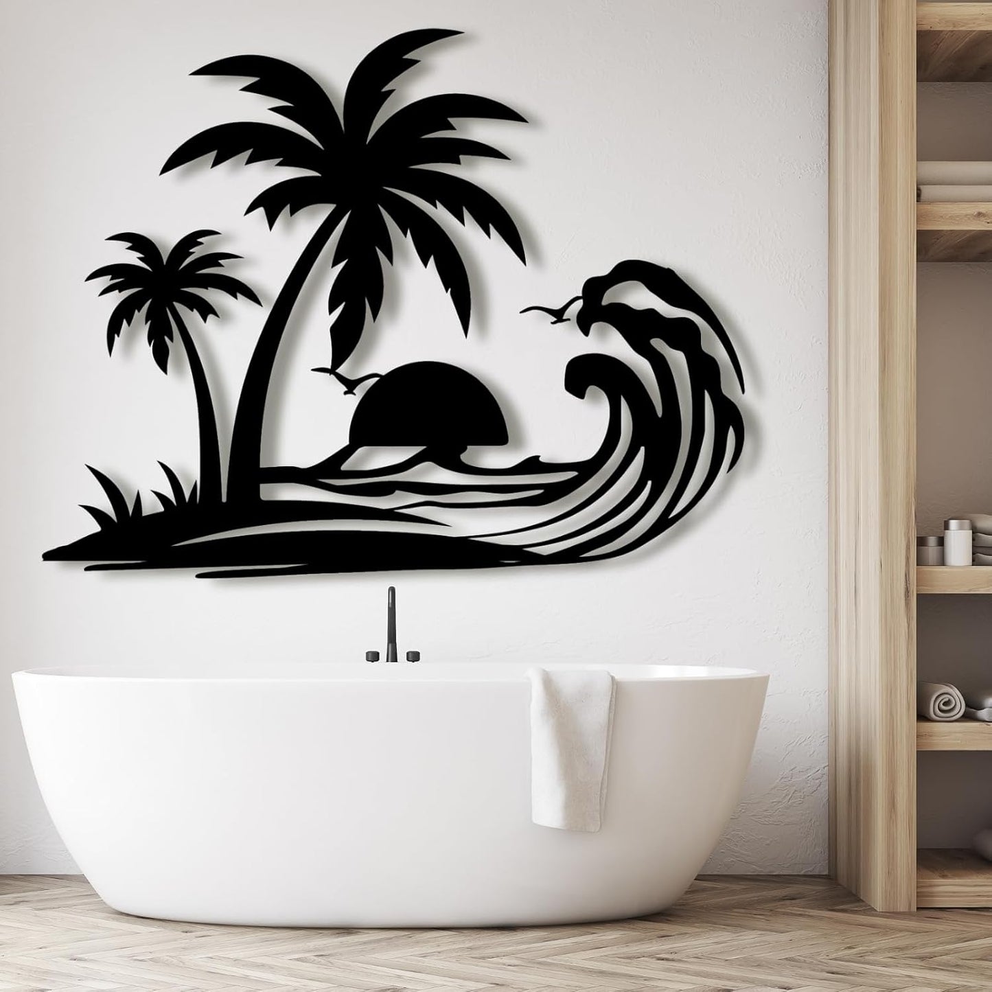 Palm Tree Metal Wall Decor,Palm Tree Metal Wall Art,Metal Palm Tree,Metal Palm Tree Wall Decor,Tropical Metal Wall Art,Beach Wall Decort,Metal Wall Decor (style 1,black,35 L" x 28 W" / 90 x 70 cm)