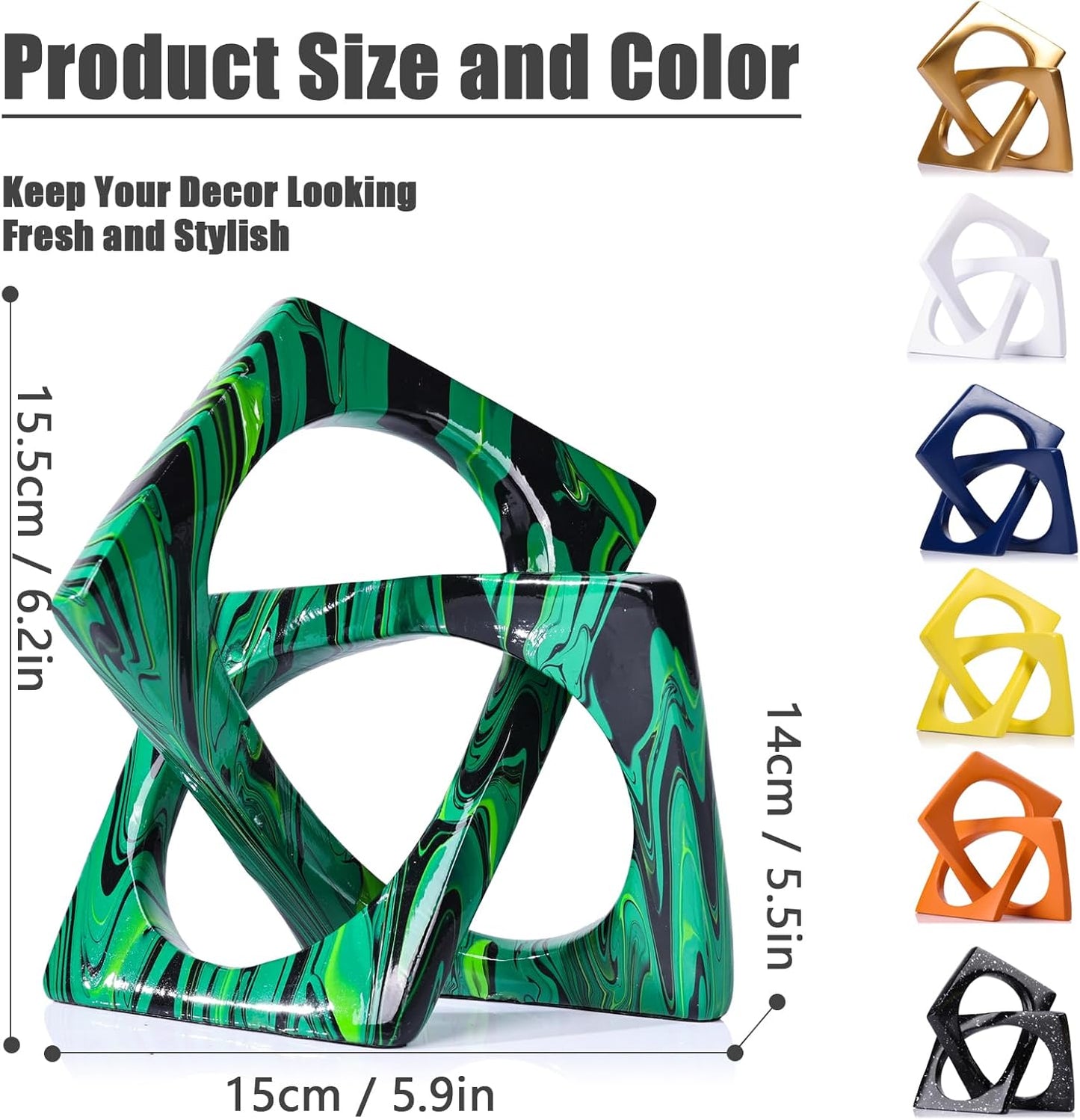 XMGZQ Emerald Green Knot Statue for Coffee Table Centerpiece Decor,Modern Abstract Art Geometric Sculpture and Figurines, Home Decor Accent,Cube Knick Knacks for Shelves,Bookshelf,Entryway,Floating