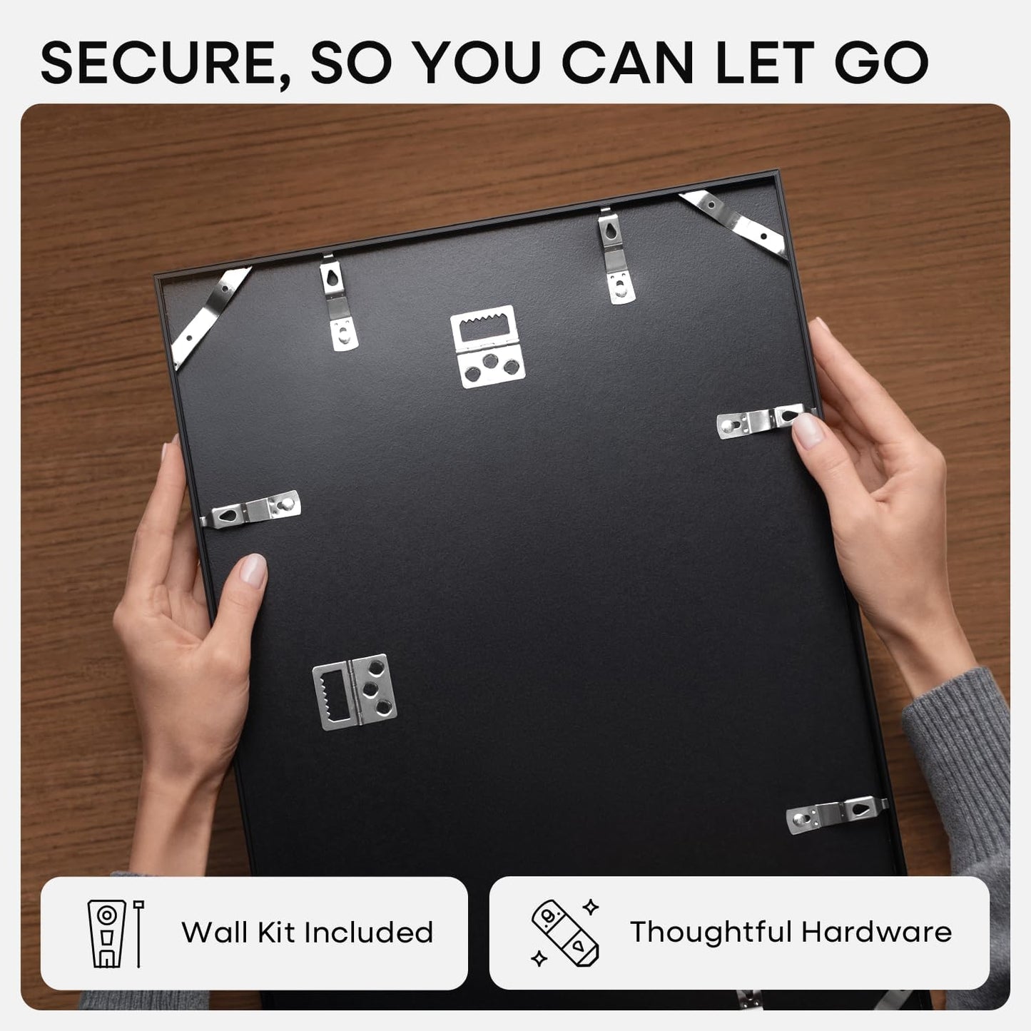 Homeforia 16x16 Picture Frame Black, High End Metal 16x16 Square Poster Frame Matted to 12x12 Print, 16 x 16 Black Frames with Mat 12 x 12 Photo, 16by16 Thin Frames, Tempered Glass, Wall Kit, Set of 1