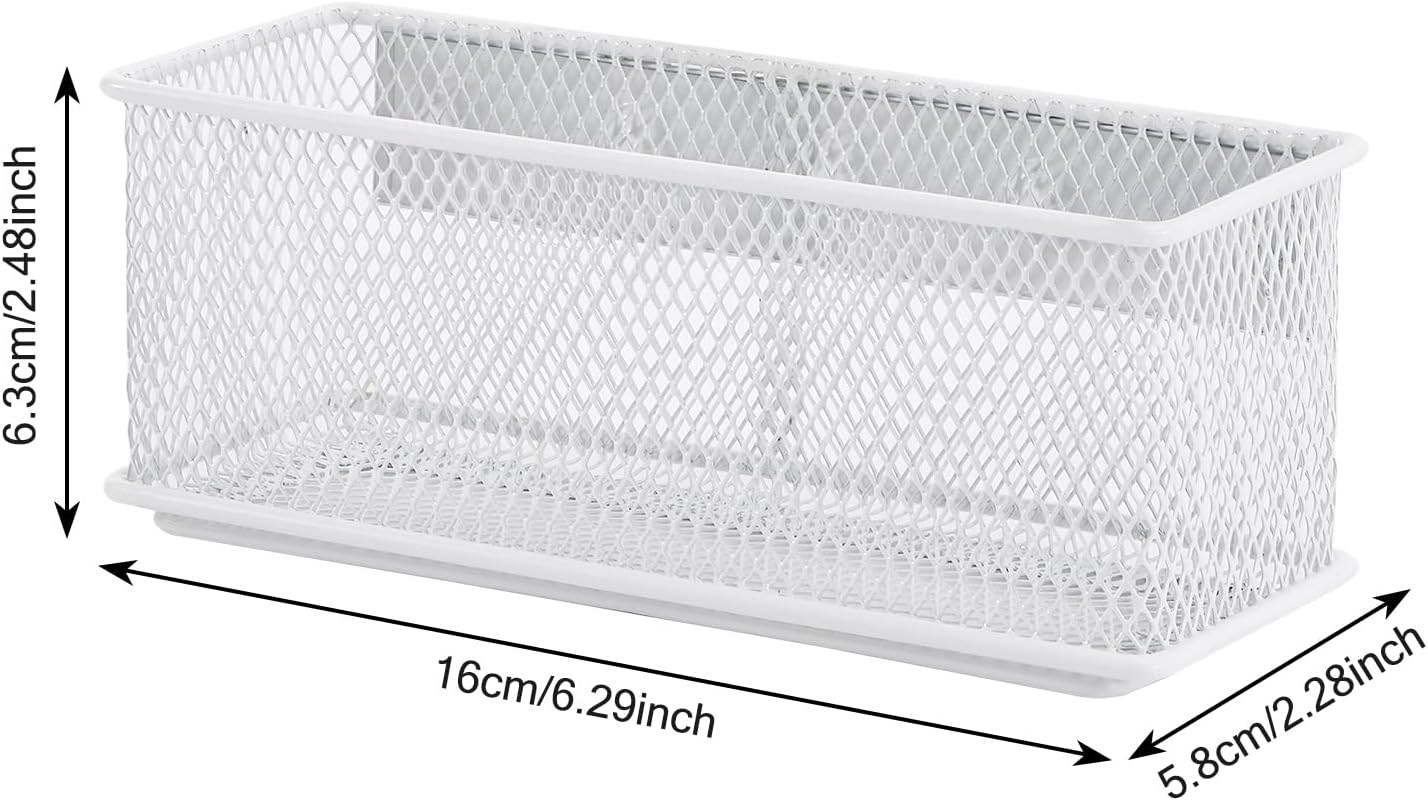 6.29"x2.28"x2.48" Magnetic Basket for Whiteboard White Magnetic Basket for Fridge Magnetic Organizer Holder with 5 Strong Magnets Magnetic Holder for Refrigerator Locker