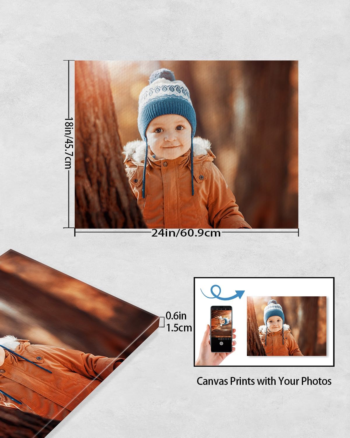 AbcCustomize Custom Canvas Wall Art with Your Photos, Perfect for Living Room, Bedroom, Farmhouse Decor, Personalized Gifts