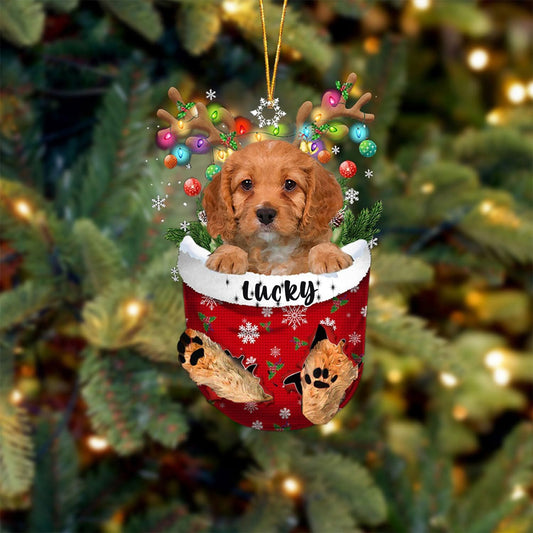 Cavapoo 2 Dog Christmas Ornament, Cavapoo 2 in Snow Pocket Christmas Tree Ornament, Dog Lovers Gift Idea Xmas Decor, Christmas Decorations for Tree, Christmas Ornament Gift for Dog Lovers