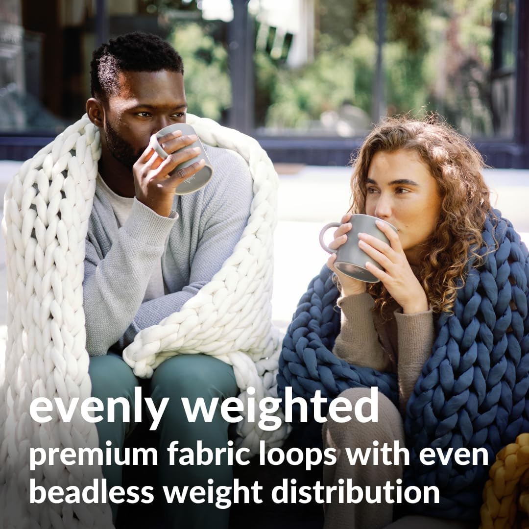 Nuzzie Chunky Knit Blanket - Breathable, Cooling, Hand Made Knit Throw Blanket for Sleep - Machine Washable, Stylish Decor Design (Dusty Blue, Throw | 12lbs | 44"x60")