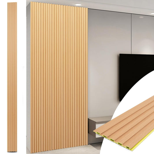 Art3d WPC Slat Wall Panels, 8-Pack 108 x 6 Inch 3D Wall Accents for Interior Wall Decor, Living Room, Bedroom, Boxwood