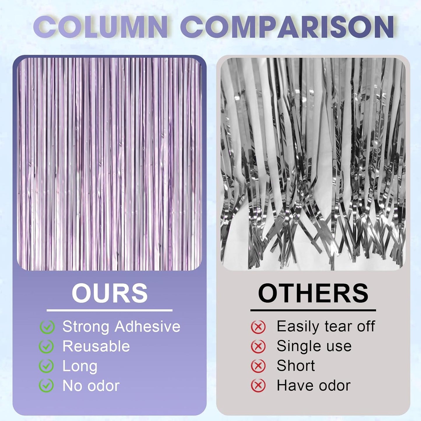 3 Pack 3.3 x 8.2 ft Light Purple Foil Fringe Backdrop Curtains, Tinsel Streamers Party Decorations, Fringe Backdrop, Door Shimmer for Baby Shower or Birthday Party