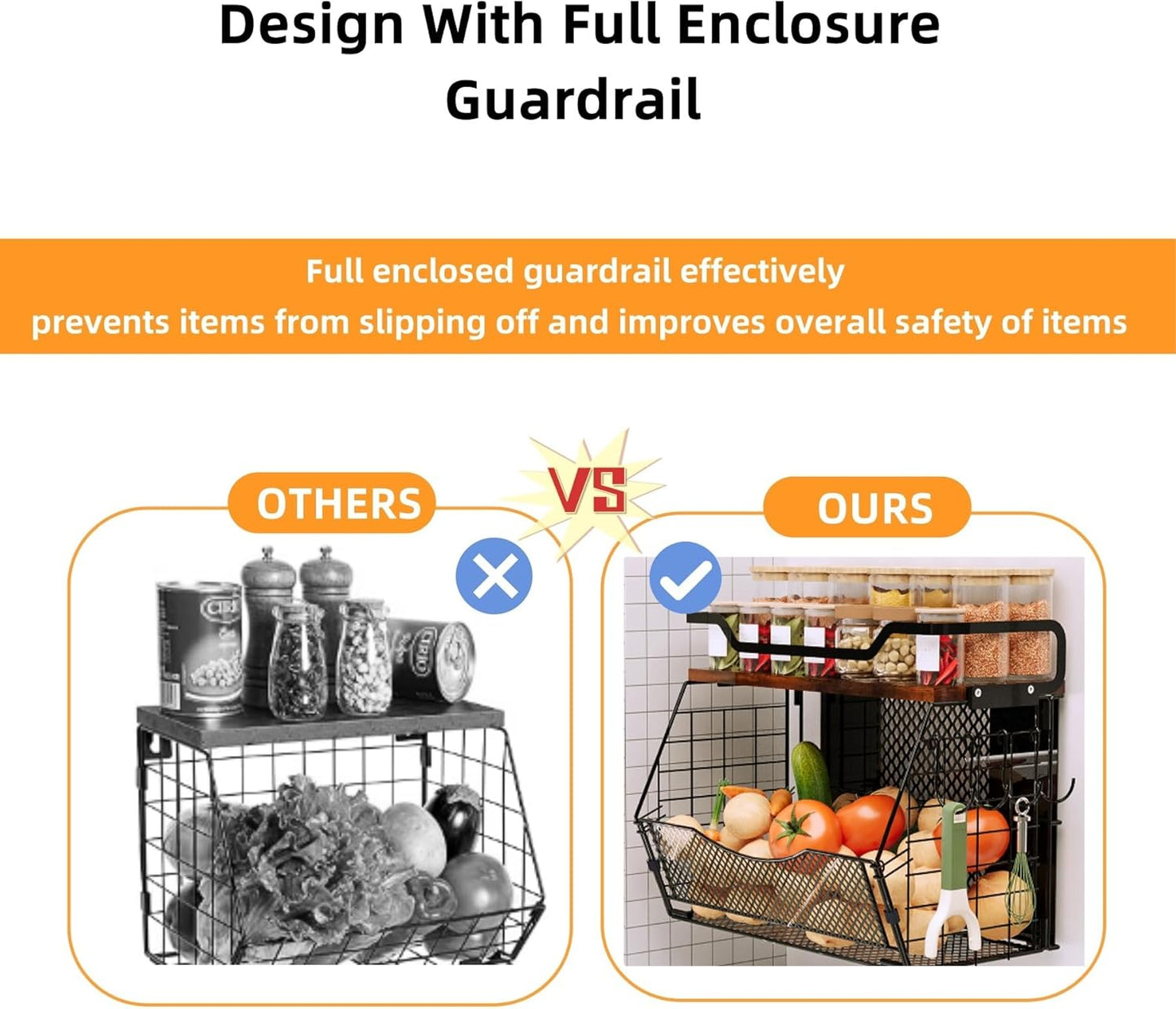 Magnetic Shelf for Fridge with Wood Lid, Large Capacity Magnetic Spice Rack for Refrigerator with 4 Hooks, Magnetic Basket for Kitchen Pantry Laundry Organizers Storage(2 Pack)