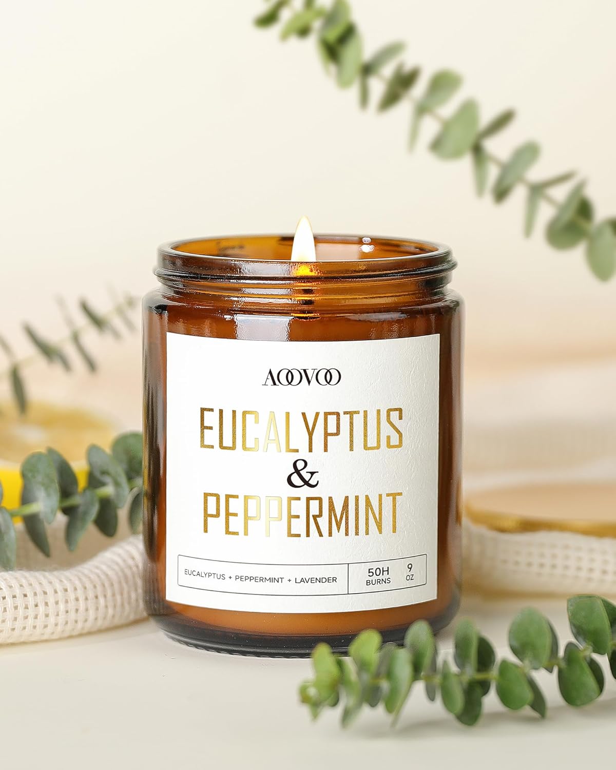 AOOVOO Eucalyptus/Vanilla/Lilac/Lavender Candles - 36 oz Scented Candles, Aromatherapy Candle, Soy Candle for Home Scented