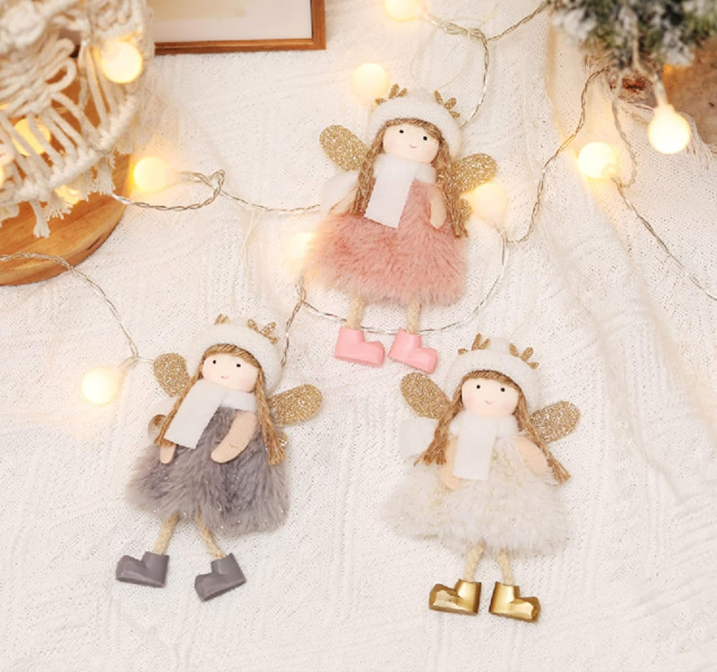 3pcs Christmas Angel Doll Decoration, Christmas Tree Hanging Ornaments, Thanksgiving Day Birthday Gifts, Fairy Presents, Tree Hanging Pendant, Home Party Ornament, Gift Toys for Kids
