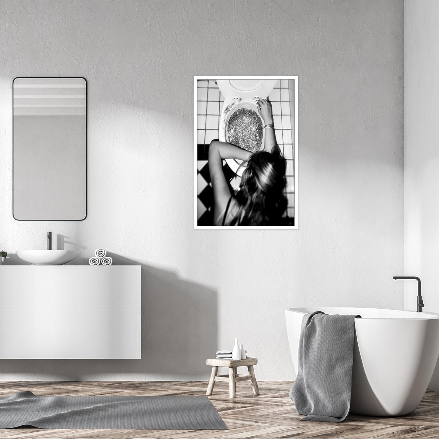 Liyark Funny Bathroom Wall Art Black and White posters Bar Disco Party prints painting Girls Bathroom Canvas wall art Funky aesthetics Teen Girl Bedroom wall decor for 24x36in Unframed