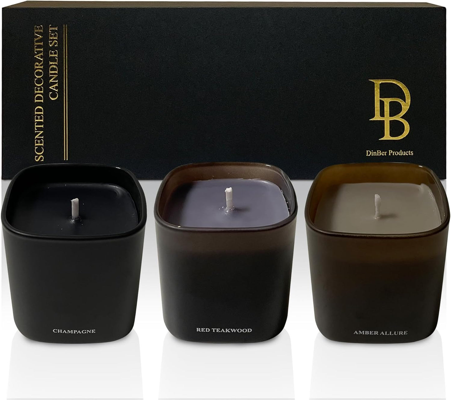 Candle Gift Set – 3 Scented Soy Candles, Clean Burn 50+ Hrs – Flower-Inspired Scents: Amber, Red Tea Wood, Champagne – Bulk Set for Women Giftset, 9.8oz Each, Gift Idea for Women, Home Decor, Birthday