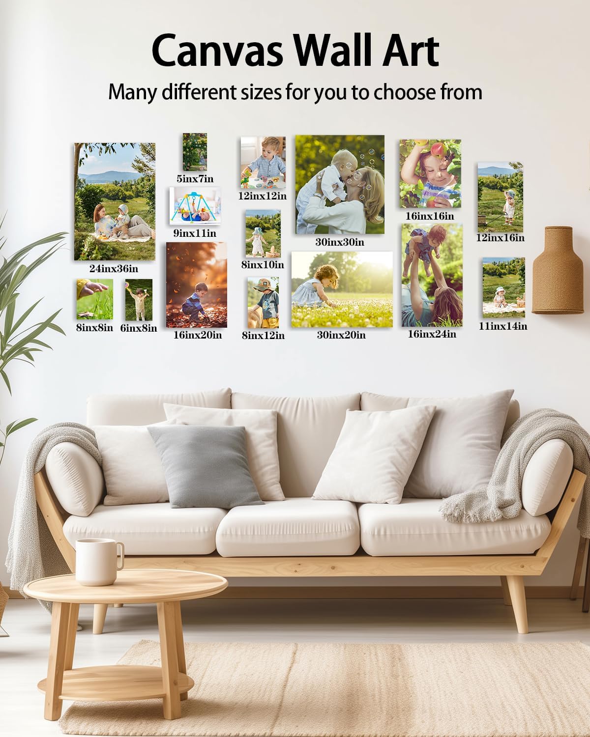 AbcCustomize Canvas Prints with Your Photos，Custom Canvas Wall Art for Bedroom, Living Room, Farmhouse Decor，Personalized Gifts Canvas Prints for Family，Friend，Lover，Pet