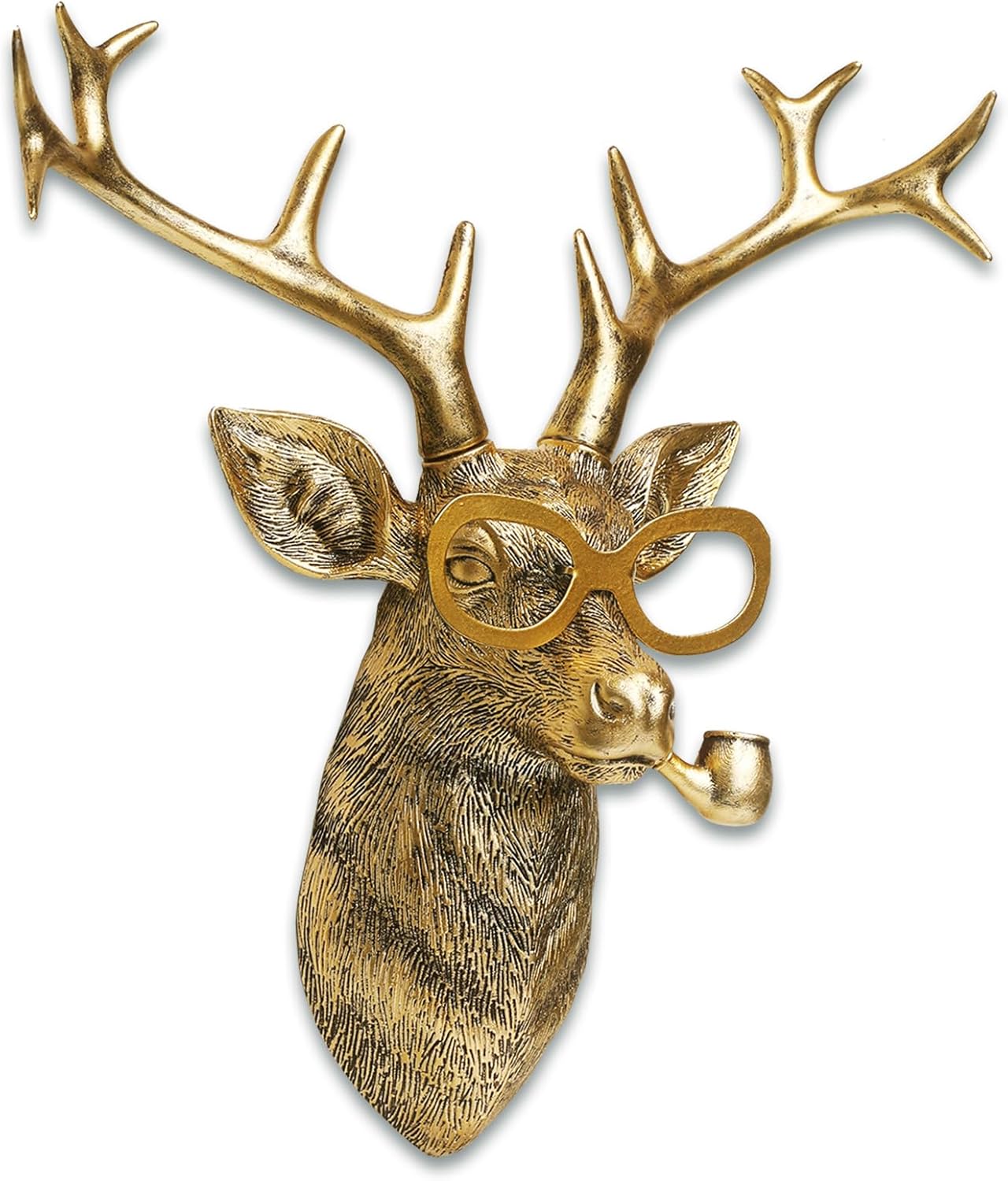 Animal Heads Wall Decor Resin Animals Sculptures Head Wall Hanging Decoration Gold vintage Wall Sculpture for Living Room Bedroom Office(Deer,not include metal frames)