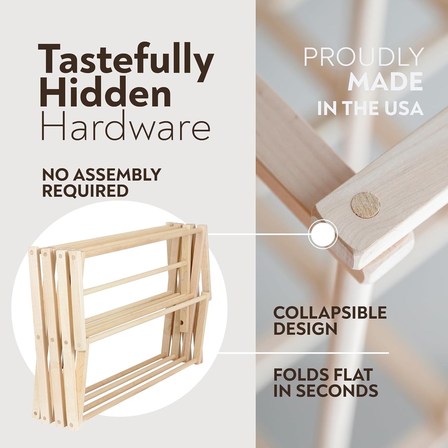 Pennsylvania Woodworks Clothes Drying Rack: Solid Maple Hard Wood Laundry Rack for Baby Clothes, Hand Towels, Delicates & More, Durable Small Folding Drying Rack, Made in USA, No Assembly Needed