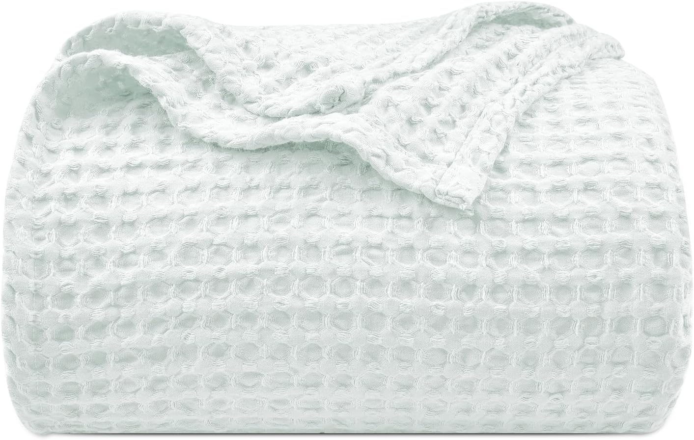 PHF Ultra Soft Waffle Weave Blanket King Size 104"x 90"- Washed Lightweight Breathable Cozy Woven Blanket for Bed - Aesthetic Decor for Couch Bedding Sofa Home Car - Ice Blue