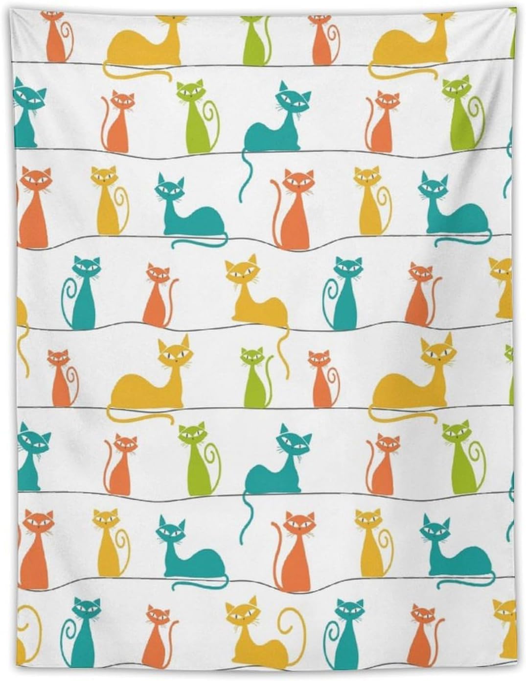 ICMOLYYENLO Boho Medieval Cat Tapestry, Abstract Atomic Starburst Geometric Aesthetic Art Wall Hanging For Bedroom Living Room Dormitory 50x60 Inches