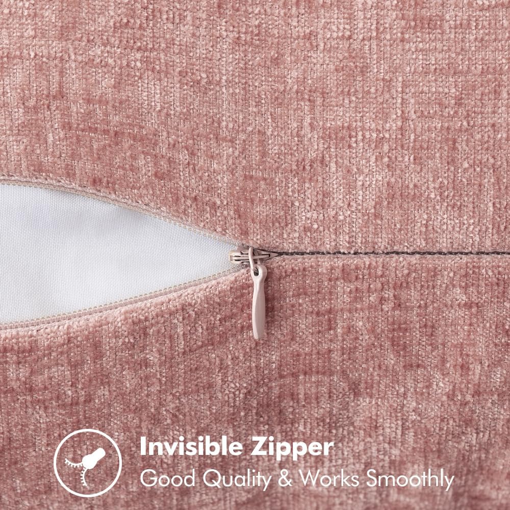 MIULEE Pack of 2 Couch Throw Pillow Covers 16x16 Inch Blush Pink Farmhouse Decorative Pillow Covers with Stitched Edge Soft Chenille Solid Dyed Spring Pillow Covers for Sofa Bed Living Room