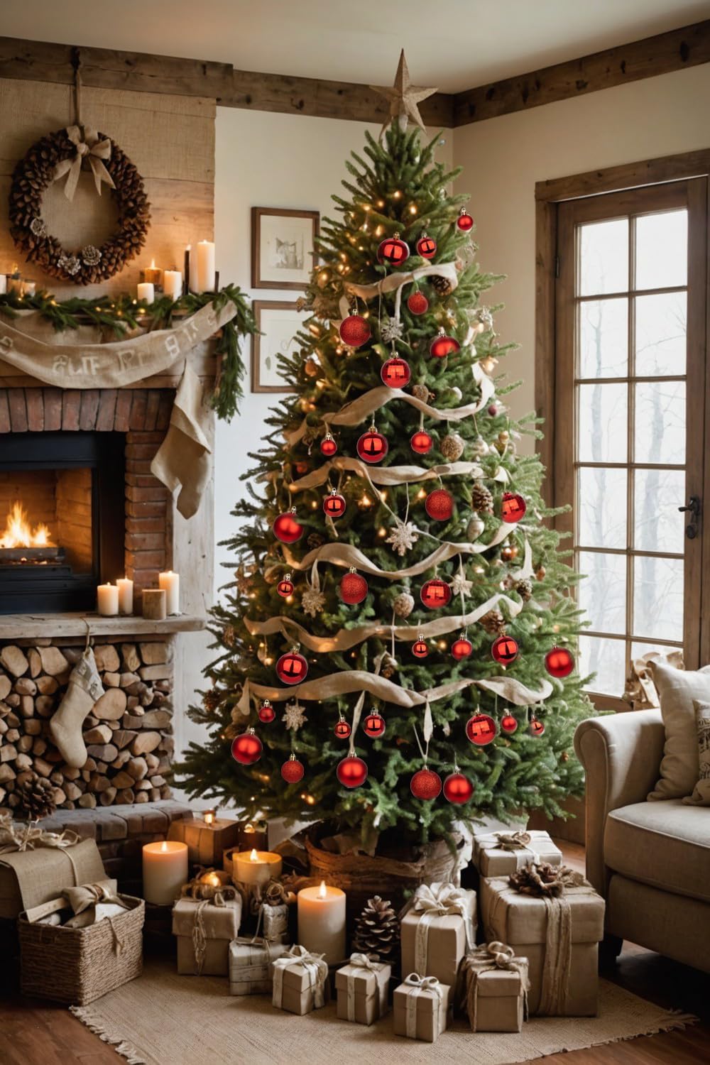 50pcs Christmas Ball Ornaments Red Shatterproof Christmas Tree Ball Decorations Xmas Tree Large Christmas Ornaments Balls with Hanging Loop for Christmas Wedding Holiday Party Wreath Home Decor